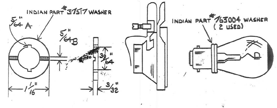 195 - Model &Quot;B&Quot; Chek Headlight Bulb Adapter To Accommodate Model &Quot;A&Quot; Chek And American Made Bulbs - Vintage Indian Motorcycle Parts &Amp; Accessories