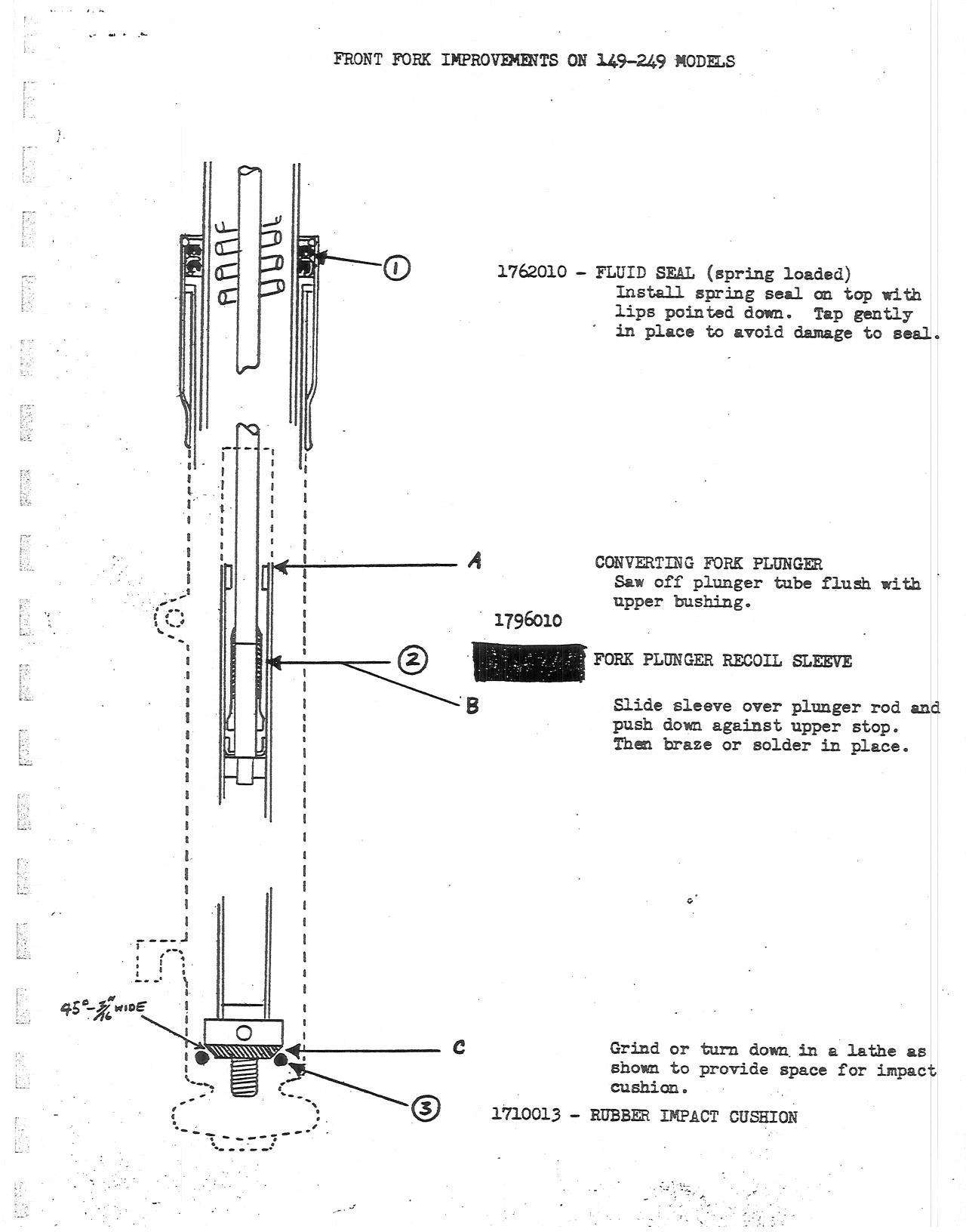 Service Bulletin I-6 Front Fork Improvements On 149-249 Models - Vintage Indian Motorcycle Parts &Amp; Accessories