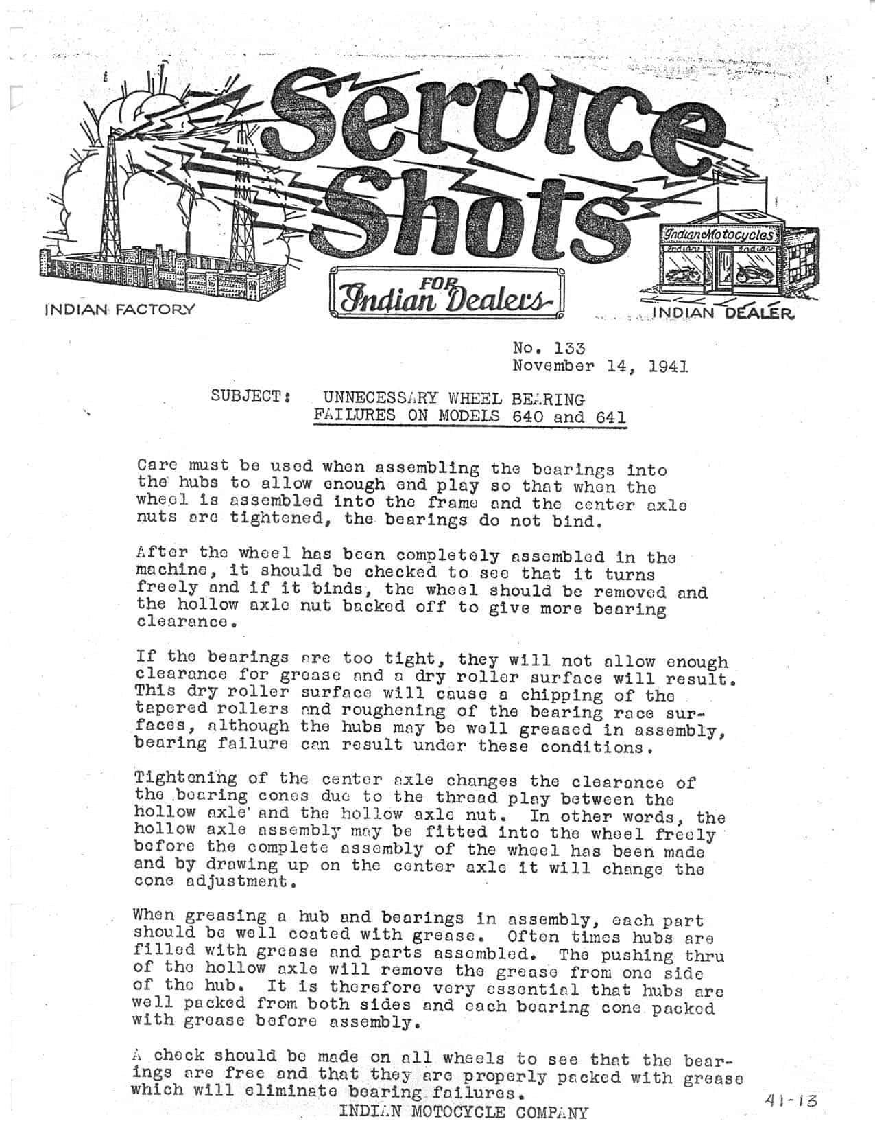 133 - Wheel Bearing Failures On Models 640 And 641 - Vintage Indian Motorcycle Parts &Amp; Accessories