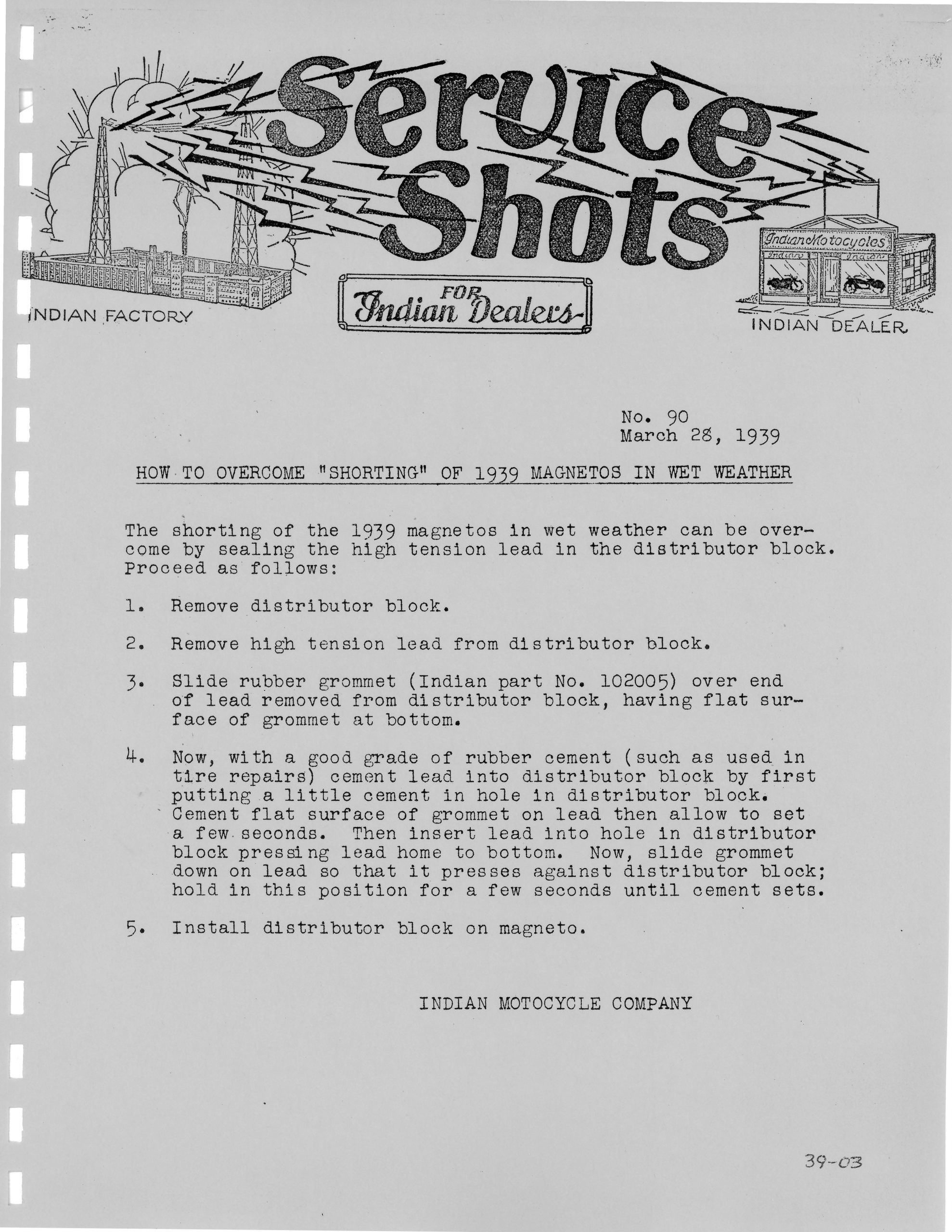 90 - How To Overcome &Quot;Shorting&Quot; Of 1939 Magnetos In Wet Weather - Vintage Indian Motorcycle Parts &Amp; Accessories